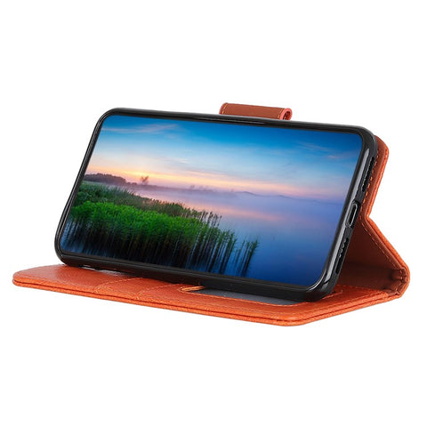 Phone Stand Shell for Samsung Galaxy F14 5G Nappa Texture Split Leather Phone Case Wallet Cover
