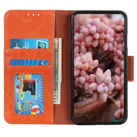 Phone Stand Shell for Samsung Galaxy F14 5G Nappa Texture Split Leather Phone Case Wallet Cover