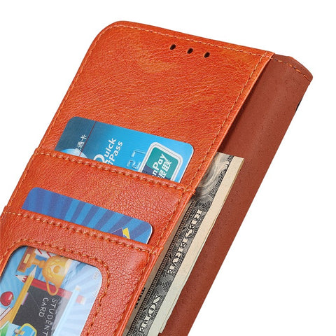 Phone Stand Shell for Samsung Galaxy F14 5G Nappa Texture Split Leather Phone Case Wallet Cover
