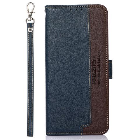 KHAZNEH for Samsung Galaxy F14 5G RFID Blocking PU Leather Shell Litchi Texture Wallet Stand Phone Cover