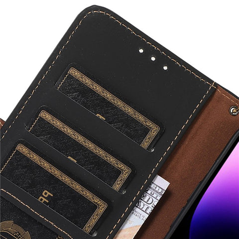 For Samsung Galaxy F14 5G RFID Blocking Phone Cover Genuine Cow Leather Wallet Stand Smartphone Case