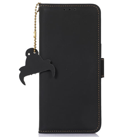 For Samsung Galaxy F14 5G RFID Blocking Phone Cover Genuine Cow Leather Wallet Stand Smartphone Case