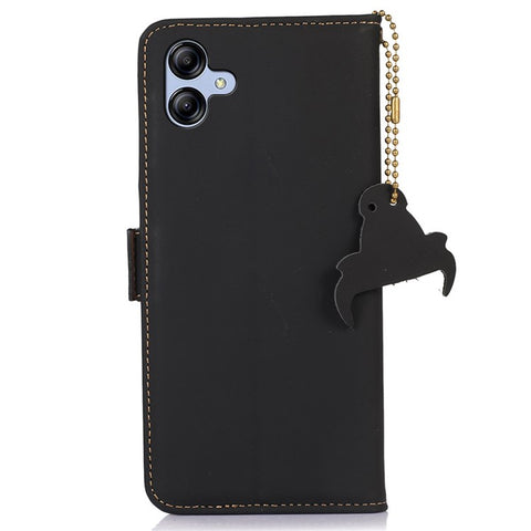 For Samsung Galaxy F14 5G RFID Blocking Phone Cover Genuine Cow Leather Wallet Stand Smartphone Case