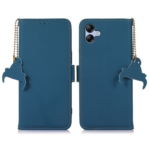 For Samsung Galaxy F14 5G RFID Blocking Phone Cover Genuine Cow Leather Wallet Stand Smartphone Case