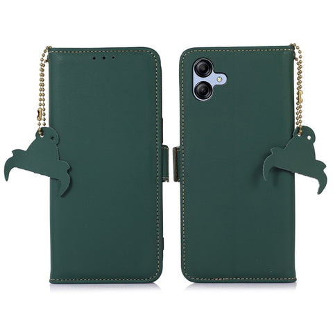 For Samsung Galaxy F14 5G RFID Blocking Phone Cover Genuine Cow Leather Wallet Stand Smartphone Case