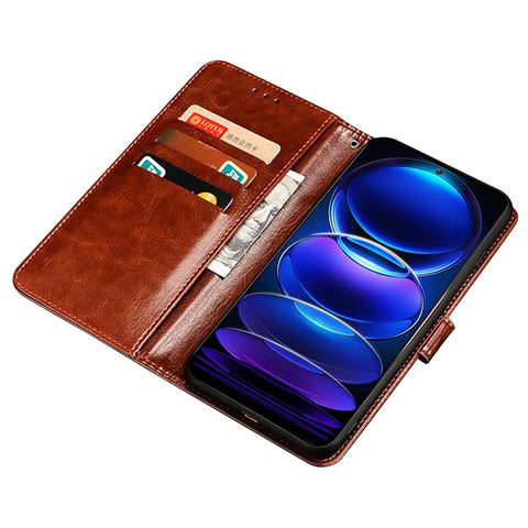 IDEWEI For Xiaomi 13 Ultra Crazy Horse Texture PU Leather Case Stand Wallet Cell Phone Cover