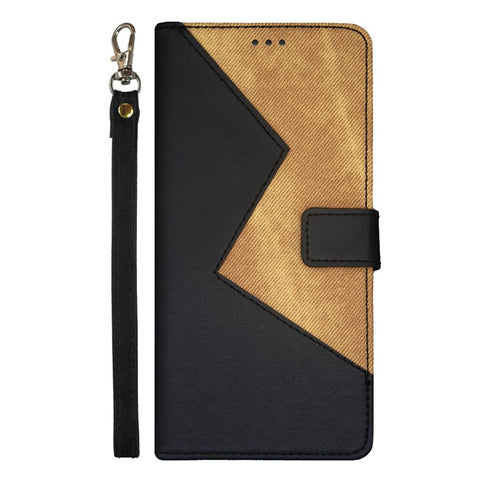 IDEWEI For Samsung Galaxy M13 4G Flip Phone Cover Splicing Style PU Leather Stand Case with Card Slots