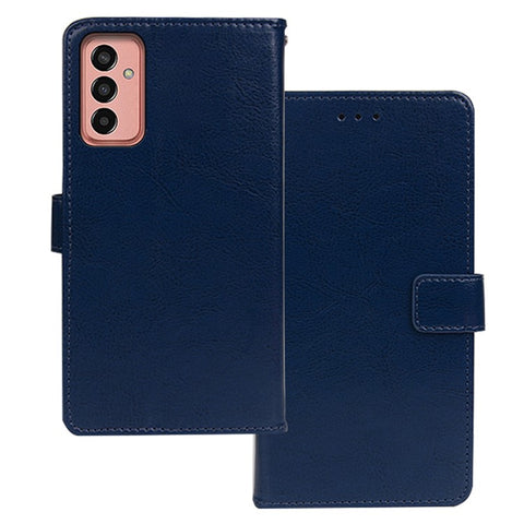 IDEWEI Phone Shell for Samsung Galaxy M13 4G PU Leather Stand Case Crazy Horse Texture Wallet Cover