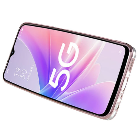 KADEM Rhinestone Flower Cover for Oppo A57 (2022) 5G / A77 5G Electroplated Clear TPU Phone Case with Ring Kickstand