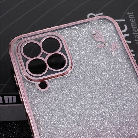 KADEM Rhinestone TPU Phone Case for Samsung Galaxy M32 (Global Version) 4G / M22 , Flower Pattern Gradient Glitter Cover