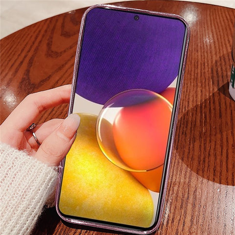KADEM For Samsung Galaxy M52 5G Rhinestone Flower Design Phone Case Gradient Glitter TPU Anti-scratch Cover