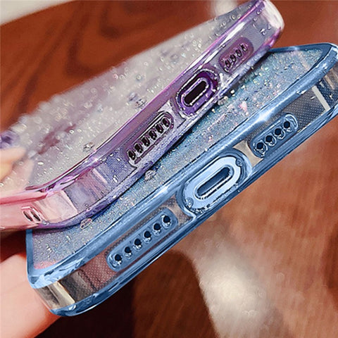 KADEM For Samsung Galaxy M52 5G Rhinestone Flower Design Phone Case Gradient Glitter TPU Anti-scratch Cover