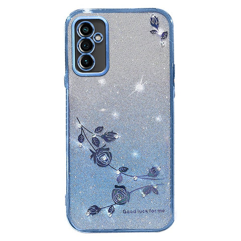 KADEM For Samsung Galaxy M52 5G Rhinestone Flower Design Phone Case Gradient Glitter TPU Anti-scratch Cover