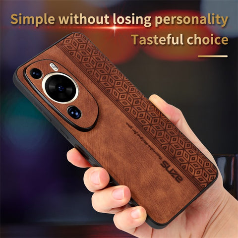 AZNS Phone Back Shell for Huawei P60 Art , Phone Case Imprinted Design PU Leather+TPU Cover