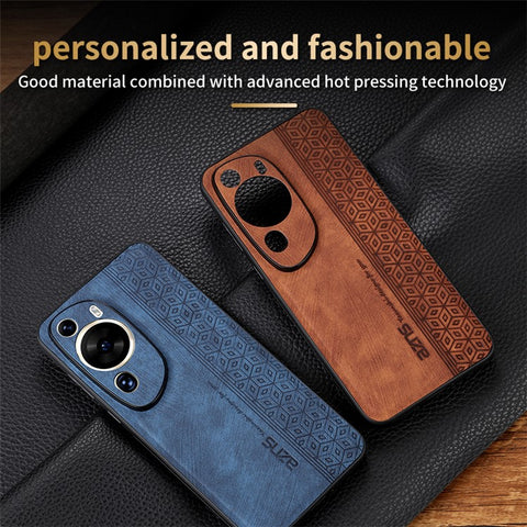 AZNS Phone Back Shell for Huawei P60 Art , Phone Case Imprinted Design PU Leather+TPU Cover