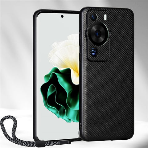 VILI TC Series Phone Case for Huawei P60 , Shockproof Textured PU Leather Coated TPU Back Cover