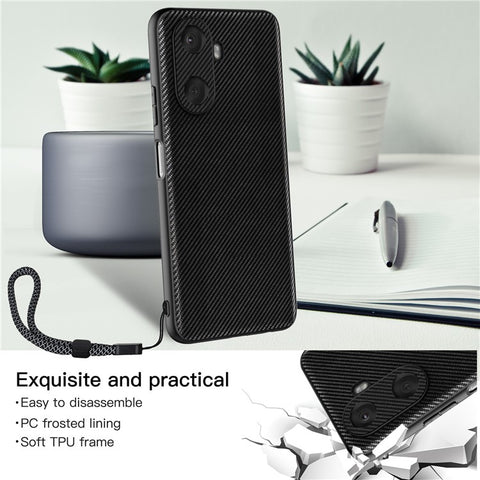 VILI TC Series for Huawei Enjoy 60 Textured Phone Case Anti-drop PU Leather Coated TPU Phone Cover