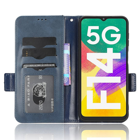 For Samsung Galaxy F14 5G Stand Wallet PU Leather Phone Case Imprinted Triangle Phone Cover