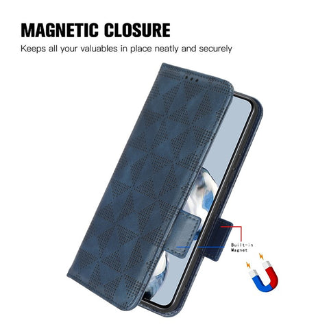 For Samsung Galaxy F14 5G Stand Wallet PU Leather Phone Case Imprinted Triangle Phone Cover