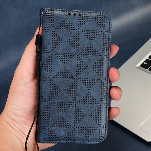 For Samsung Galaxy F14 5G Stand Wallet PU Leather Phone Case Imprinted Triangle Phone Cover