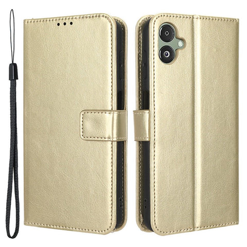 For Samsung Galaxy F14 5G Anti-Dust Crazy Horse Texture Phone Case Stand PU Leather Wallet Shell