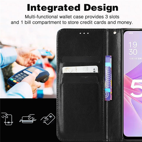 For Samsung Galaxy F14 5G Anti-Dust Crazy Horse Texture Phone Case Stand PU Leather Wallet Shell