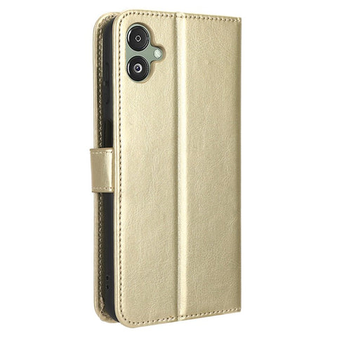 For Samsung Galaxy F14 5G Anti-Dust Crazy Horse Texture Phone Case Stand PU Leather Wallet Shell