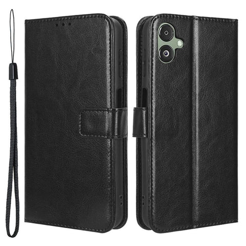 For Samsung Galaxy F14 5G Anti-Dust Crazy Horse Texture Phone Case Stand PU Leather Wallet Shell