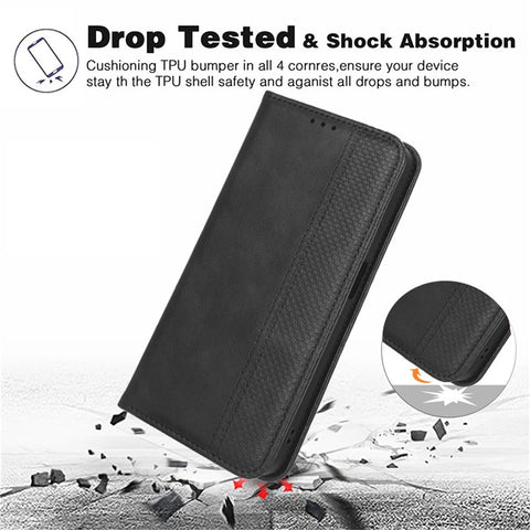 For Samsung Galaxy F14 5G Magnetic Closure Phone Cover Retro Stand Wallet Flip PU Leather Phone Case