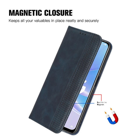 For Samsung Galaxy F14 5G Magnetic Closure Phone Cover Retro Stand Wallet Flip PU Leather Phone Case