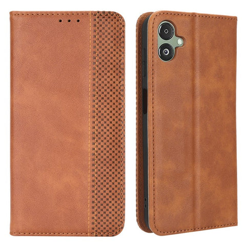 For Samsung Galaxy F14 5G Magnetic Closure Phone Cover Retro Stand Wallet Flip PU Leather Phone Case