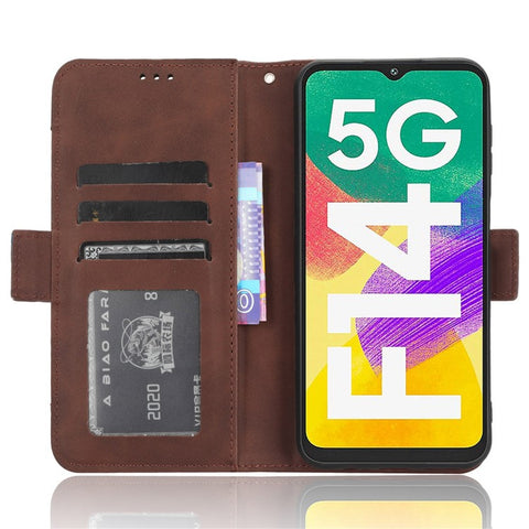 For Samsung Galaxy F14 5G Phone Case Wallet Stand Multiple Card Slots PU Leather Phone Cover