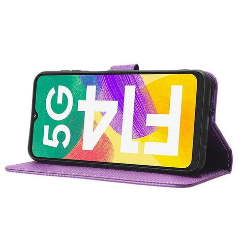 For Samsung Galaxy F14 5G Phone Case PU Leather Stand Wallet Diamond Texture Phone Cover