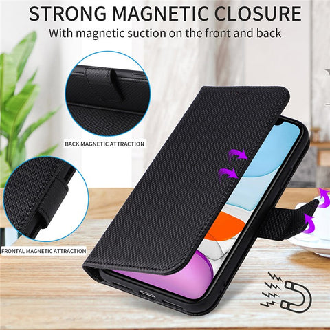 For Samsung Galaxy F14 5G Phone Case PU Leather Stand Wallet Diamond Texture Phone Cover