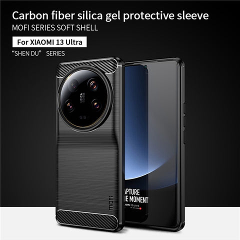 MOFI JK TPU Series-1 For Xiaomi 13 Ultra Soft TPU Phone Case Carbon Fiber Brushed Back Cover