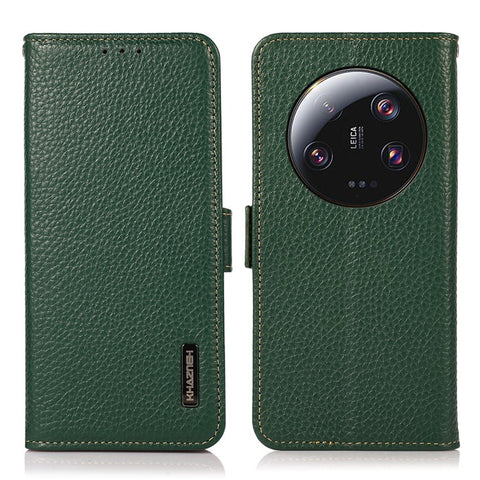 KHAZNEH For Xiaomi 13 Ultra RFID Blocking Genuine Cow Leather Phone Case Wallet Stand Flip Cover