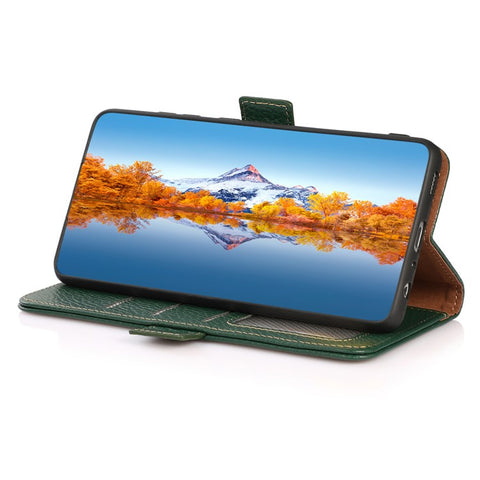 KHAZNEH For Xiaomi 13 Ultra RFID Blocking Genuine Cow Leather Phone Case Wallet Stand Flip Cover