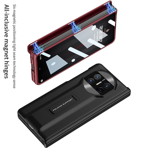 GKK For Huawei Mate X3 5G Hidden Kickstand Folding Phone Case Magnetic Hard PC Cover with Glass Screen Protector