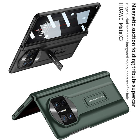 GKK For Huawei Mate X3 5G Hidden Kickstand Folding Phone Case Magnetic Hard PC Cover with Glass Screen Protector