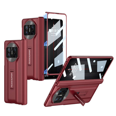 GKK For Huawei Mate X3 5G Hidden Kickstand Folding Phone Case Magnetic Hard PC Cover with Glass Screen Protector