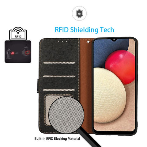 KHAZNEH for Samsung Galaxy M54 5G / F54 5G RFID Blocking Phone Leather Case Litchi Texture Cover with Wallet Stand
