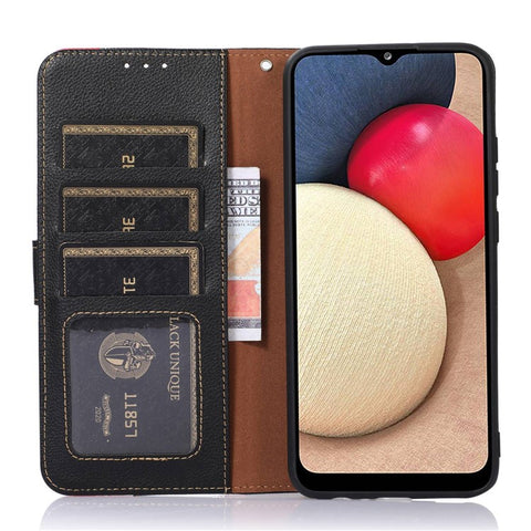 KHAZNEH for Samsung Galaxy M54 5G / F54 5G RFID Blocking Phone Leather Case Litchi Texture Cover with Wallet Stand