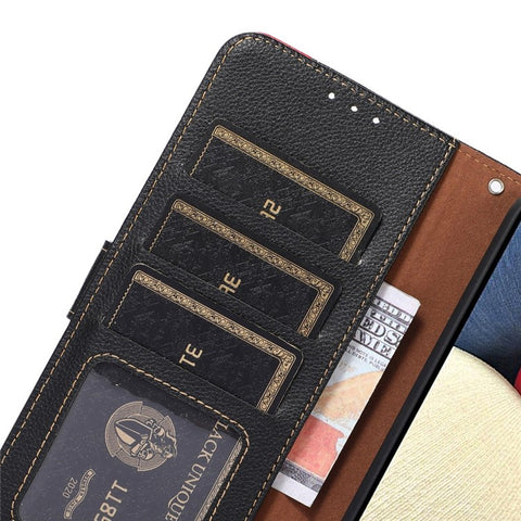 KHAZNEH for Samsung Galaxy M54 5G / F54 5G RFID Blocking Phone Leather Case Litchi Texture Cover with Wallet Stand