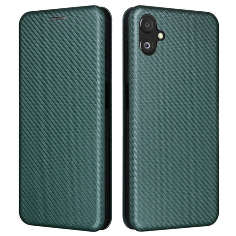 Phone Case for Samsung Galaxy F14 5G PU Leather Carbon Fiber Texture Stand Cover with Card Slot
