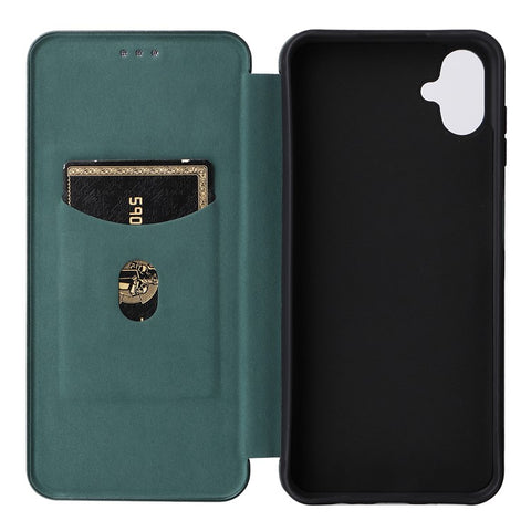 Phone Case for Samsung Galaxy F14 5G PU Leather Carbon Fiber Texture Stand Cover with Card Slot