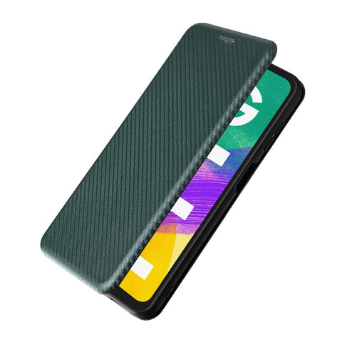Phone Case for Samsung Galaxy F14 5G PU Leather Carbon Fiber Texture Stand Cover with Card Slot