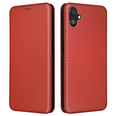 Phone Case for Samsung Galaxy F14 5G PU Leather Carbon Fiber Texture Stand Cover with Card Slot