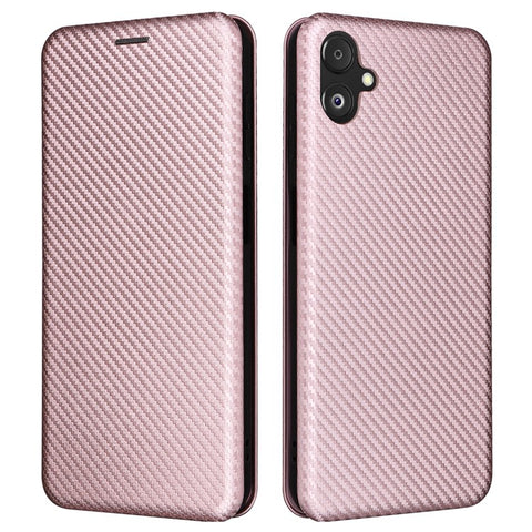 Phone Case for Samsung Galaxy F14 5G PU Leather Carbon Fiber Texture Stand Cover with Card Slot