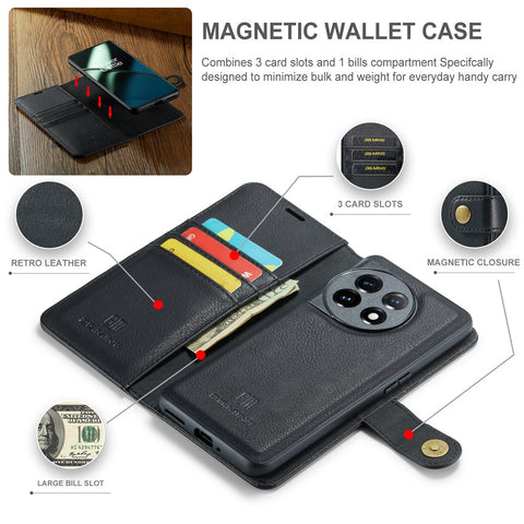 DG.MING For OnePlus 11 5G Detachable Magnetic Anti-drop Case Split Leather Wallet Stand Phone Cover