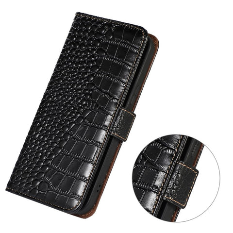 For Samsung Galaxy F14 5G RFID Blocking Phone Case Genuine Cowhide Leather Wallet Stand Cover